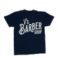 V's BARBERSHOP FLAG/STACKED LOGO T-SHIRT - NAVY