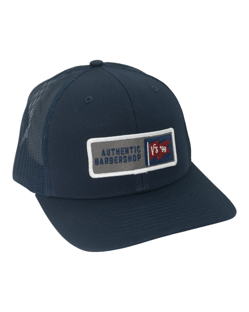 V's BARBERSHOP FLAG TRUCKER HAT - NAVY