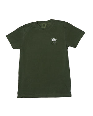 V's BARBERSHOP FLAG/STACKED LOGO T-SHIRT - HEMP GREEN