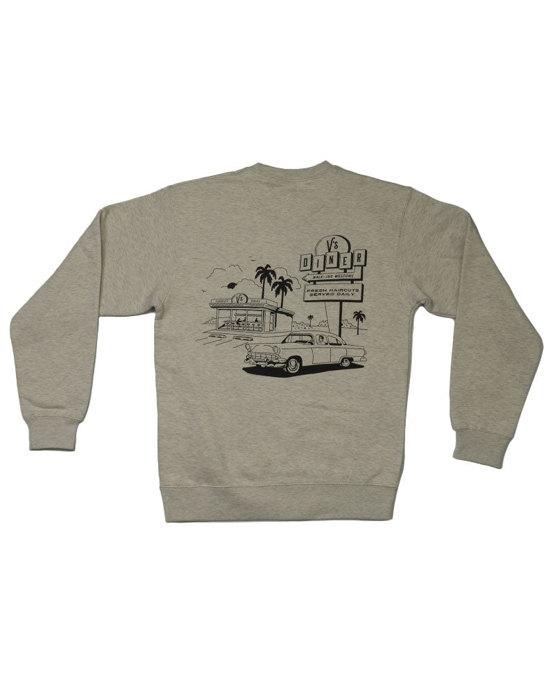 V's BARBERSHOP DINER CREW NECK SWEATSHIRT - OATMEAL