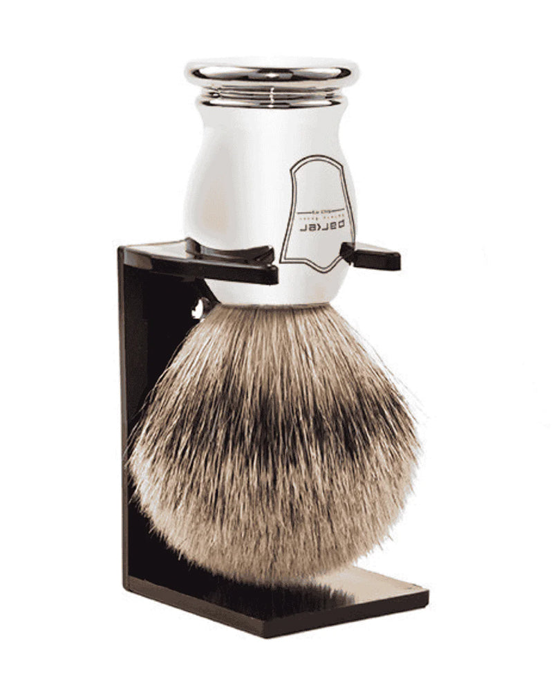 PARKER SHAVING SILVERTIP BADGER CHROME SHAVE BRUSH