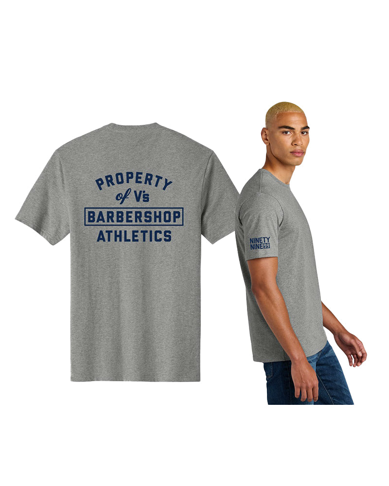 V's BARBERSHOP PROPERTY OF V's ATHLETICS T-SHIRT - HEATHERED STEEL