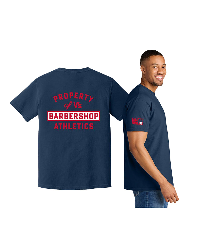 V's BARBERSHOP PROPERTY OF V's ATHLETICS T-SHIRT - NAVY