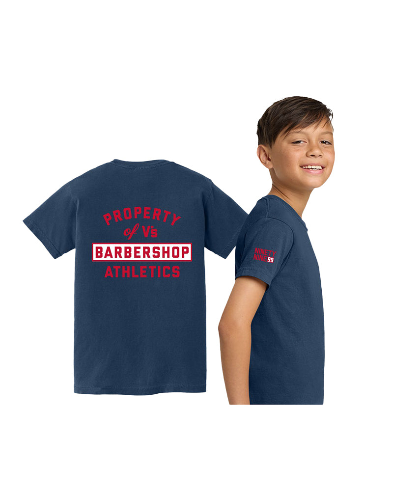 V's BARBERSHOP PROPERTY OF V's ATHLETICS YOUTH T-SHIRT - NAVY