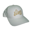 BARBER STRONG V's STACKED LOGO SNAPBACK - White