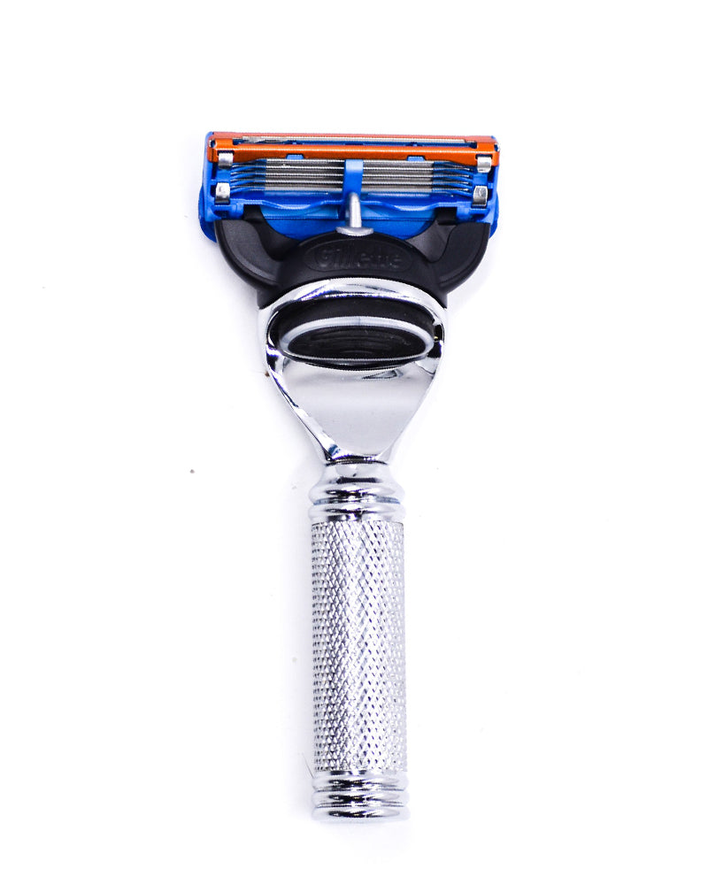 PARKER SHAVING FUSION COMPATIBLE TRAVEL RAZOR W/ LEATHER CASE