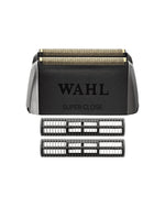 Wahl electric shaver head with two interchangeable foil heads on a white background.