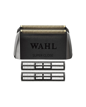 Wahl electric shaver head with two interchangeable foil heads on a white background.