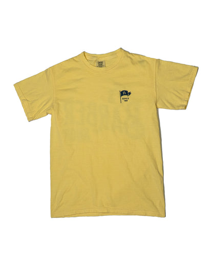 V's BARBERSHOP FLAG/STACKED LOGO T-SHIRT - BUTTER YELLOW