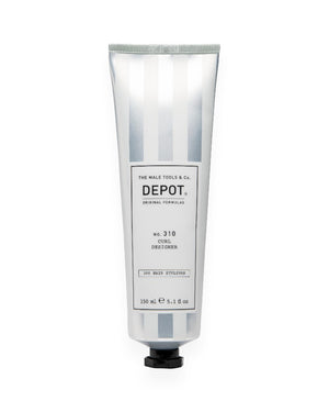 V's Barbershop DEPOT No. 310 Curl Designer hair styling cream in a white and silver striped 150ml squeeze tube.