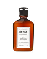 V's Barbershop DEPOT No. 101 Normalizing Daily Shampoo in an amber bottle with a black pump dispenser.