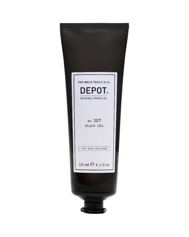 V's Barbershop DEPOT NO. 307 Black Gel in a 125ml squeeze tube for professional hair styling.