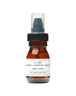 V's Barbershop DEPOT NO. 403 sweet almond pre-shave and softening beard oil in a brown glass pump bottle.