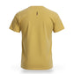 V's Barbershop butter yellow cotton t-shirt with a small barber pole logo on the back.