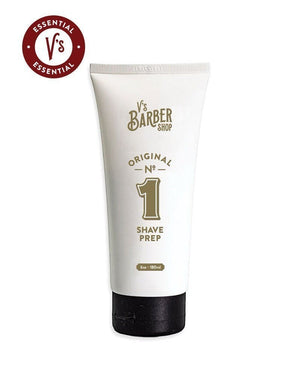 V's Barbershop Original No. 1 Shave Prep tube, 6oz. White tube with black cap and gold lettering.