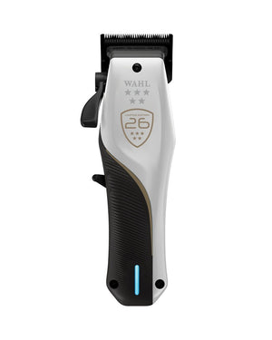 V's Barbershop WAHL 5-Star Vapor CE cordless clipper in white and black with a metal taper lever and fadeout blade.