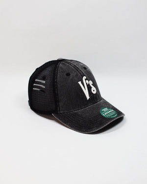 V's BARBERSHOP 3D LOGO TRUCKER HAT - BLACK