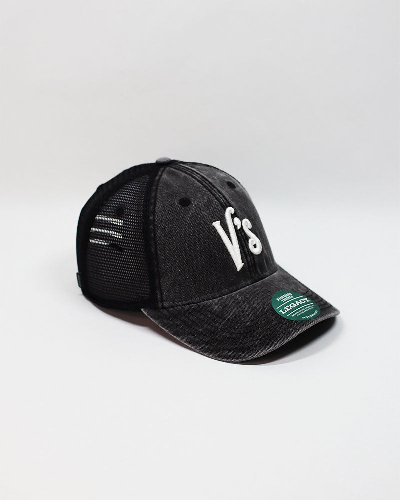 V's BARBERSHOP 3D LOGO TRUCKER HAT - BLACK