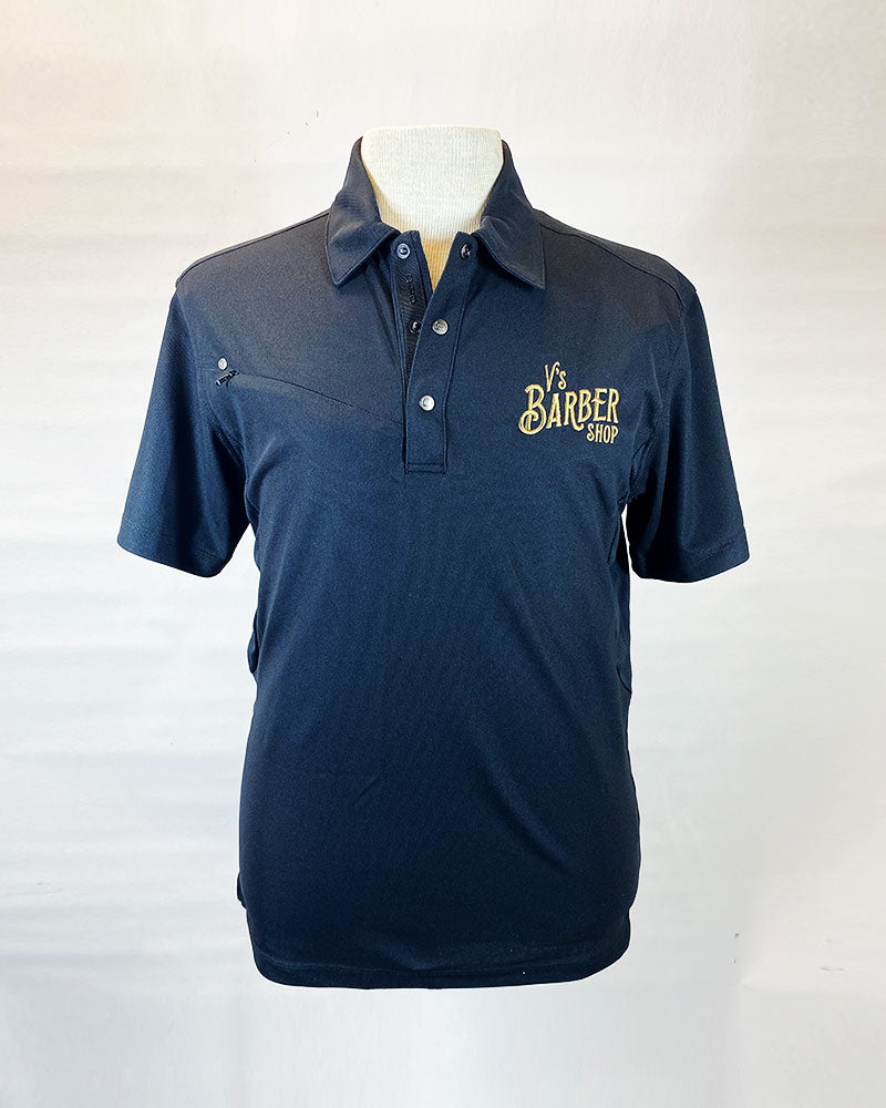 V's BARBERSHOP UNISEX ZIPPER POLO